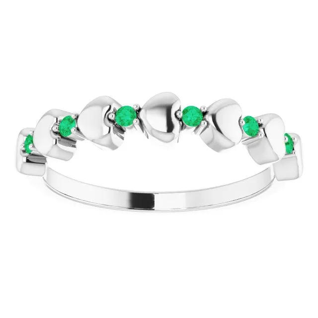 Rings Sterling Silver Natural Emerald Heart Stackable Ring TreasureFineJeweler