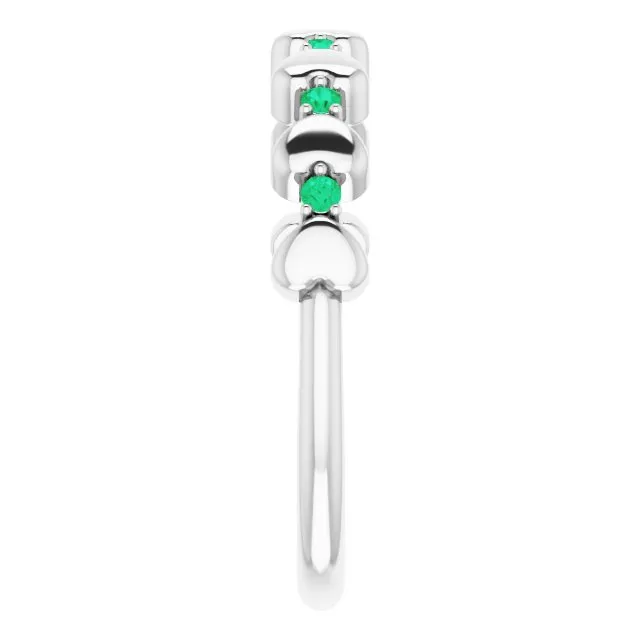Rings Sterling Silver Natural Emerald Heart Stackable Ring TreasureFineJeweler