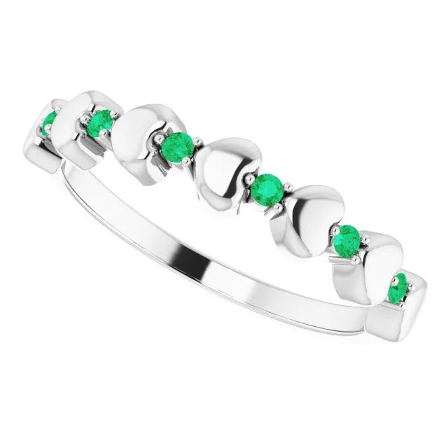 Rings Sterling Silver Natural Emerald Heart Stackable Ring TreasureFineJeweler