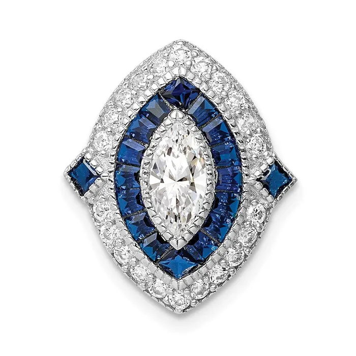 Rings Sterling Silver Rhodiumplated CZSynth Blue Spinel Chain Slide TreasureFineJewelers Rings Sterling Silver Rhodiumplated CZSynth Blue Spinel Chain Slide TreasureFineJewelers