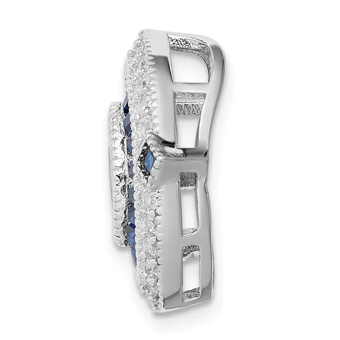 Rings Sterling Silver Rhodiumplated CZSynth Blue Spinel Chain Slide TreasureFineJewelers