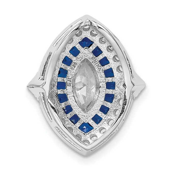 Rings Sterling Silver Rhodiumplated CZSynth Blue Spinel Chain Slide TreasureFineJewelers