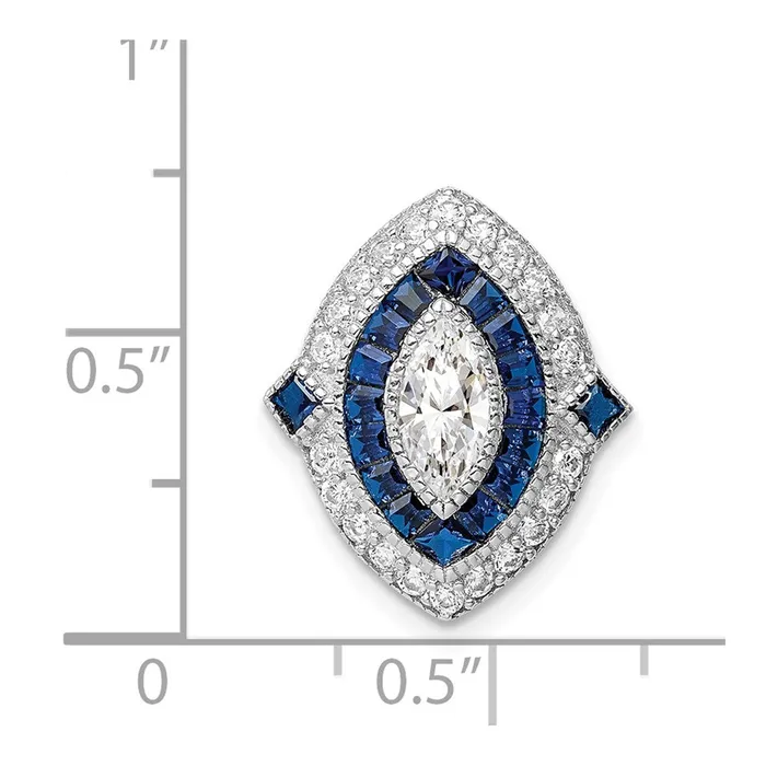 Rings Sterling Silver Rhodiumplated CZSynth Blue Spinel Chain Slide TreasureFineJewelers
