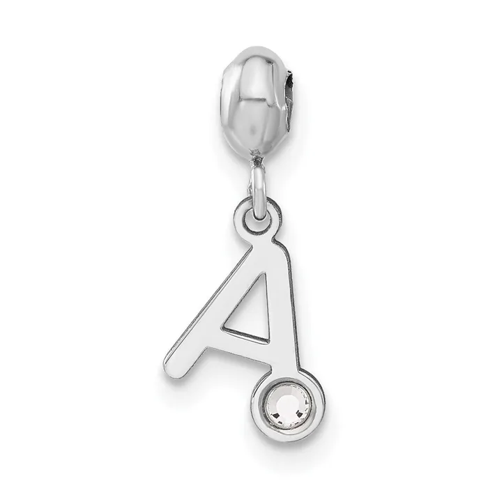 Rings Sterling Silver Rhodiumplated MeMi Letter A w Swarovski Crystal Charm TreasureFineJewelers