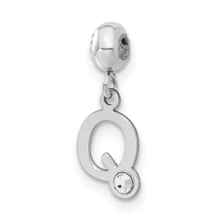 Rings Sterling Silver Rhodiumplated MeMi Letter Q wSwarovski Crystal Charm TreasureFineJewelers Rings Sterling Silver Rhodiumplated MeMi Letter Q wSwarovski Crystal Charm TreasureFineJewelers
