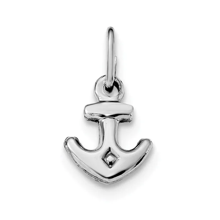 Rings Sterling Silver Rhodium Plated Polished Anchor Charm TreasureFineJewelers Rings Sterling Silver Rhodium Plated Polished Anchor Charm TreasureFineJewelers