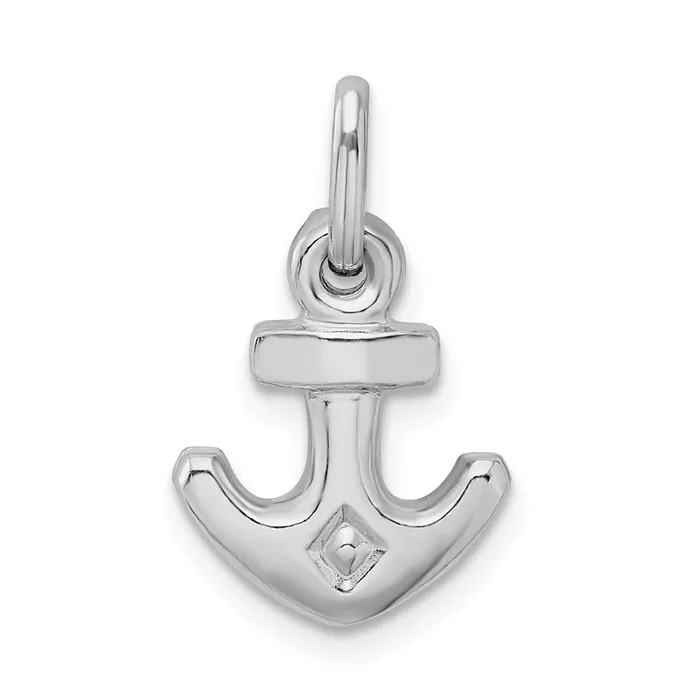 Rings Sterling Silver Rhodium Plated Polished Anchor Charm TreasureFineJewelers
