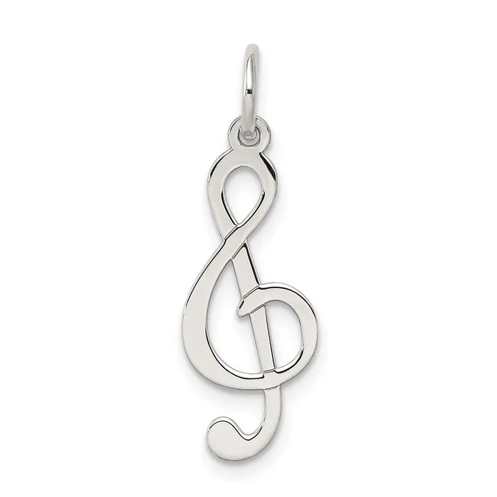 Rings Sterling Silver Rhodiumplated Treble Clef Polished Charm TreasureFineJewelers
