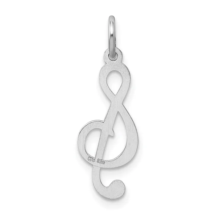 Rings Sterling Silver Rhodiumplated Treble Clef Polished Charm TreasureFineJewelers