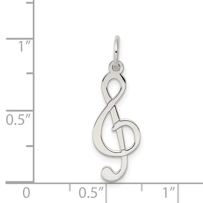 Rings Sterling Silver Rhodiumplated Treble Clef Polished Charm TreasureFineJewelers