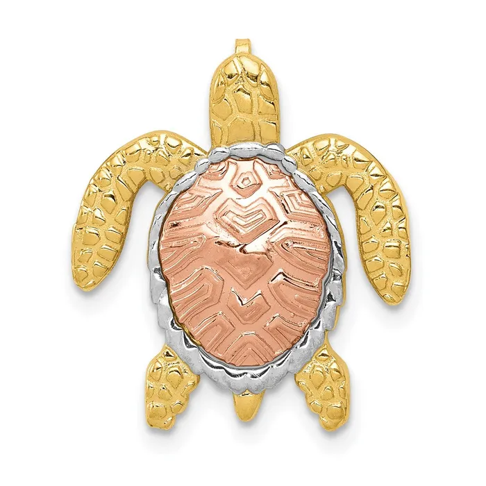 Rings TreasureFineJewelers 14K TwoTone w White Rhodium Turtle Pendant Slide Rings TreasureFineJewelers 14K TwoTone w White Rhodium Turtle Pendant Slide