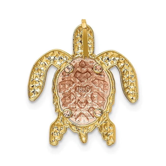 Rings TreasureFineJewelers 14K TwoTone w White Rhodium Turtle Pendant Slide