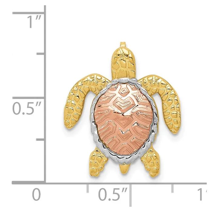 Rings TreasureFineJewelers 14K TwoTone w White Rhodium Turtle Pendant Slide