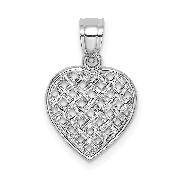 Rings TreasureFineJewelers 14K White Gold CutOut and Textured Woven Heart Charm Rings TreasureFineJewelers 14K White Gold CutOut and Textured Woven Heart Charm