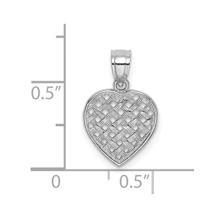 Rings TreasureFineJewelers 14K White Gold CutOut and Textured Woven Heart Charm
