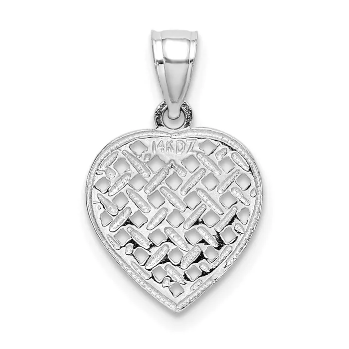 Rings TreasureFineJewelers 14K White Gold CutOut and Textured Woven Heart Charm