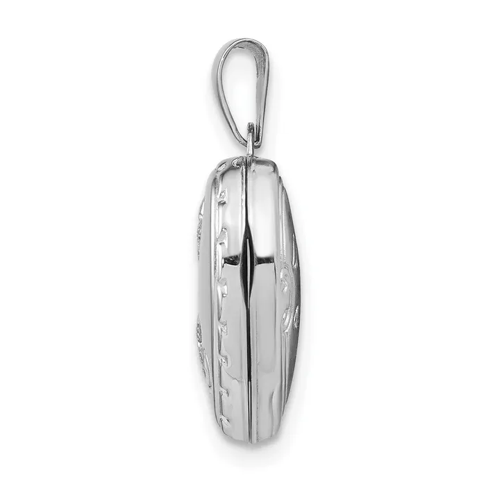 Rings TreasureFineJewelers 14k White Gold Polished Reversible Floral Heart Locket