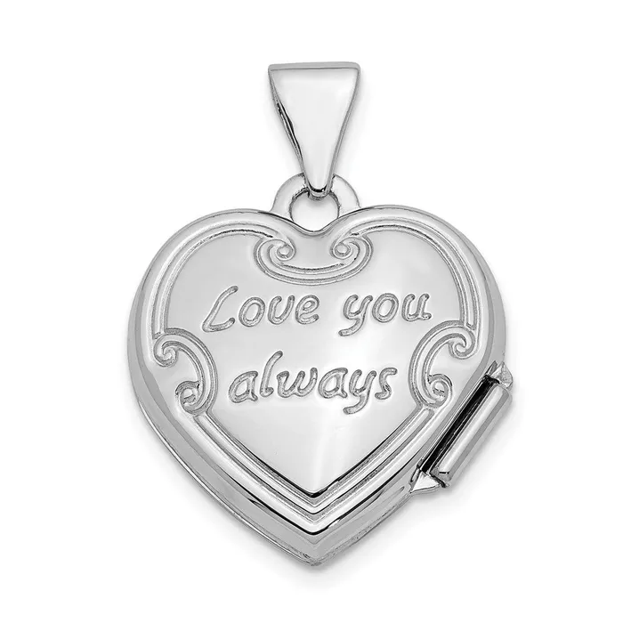Rings TreasureFineJewelers 14k White Gold Polished Reversible Floral Heart Locket