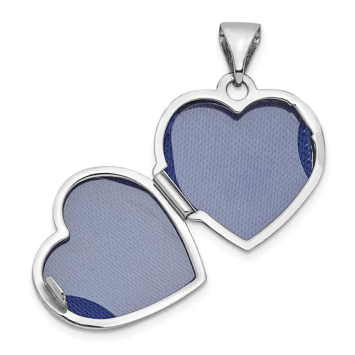 Rings TreasureFineJewelers 14k White Gold Polished Reversible Floral Heart Locket