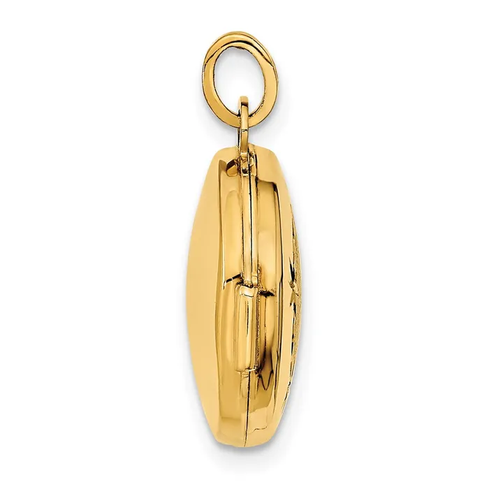 Rings TreasureFineJewelers 14k Yellow Gold Polished and Brushed 16mm Dimondcut Round Locket