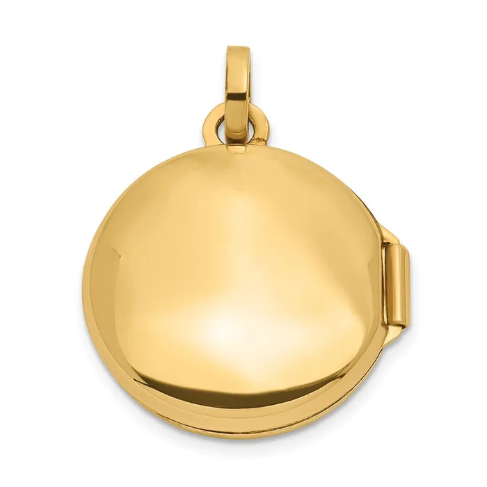 Rings TreasureFineJewelers 14k Yellow Gold Polished and Brushed 16mm Dimondcut Round Locket