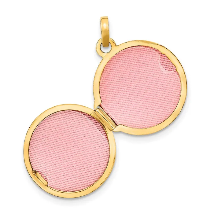 Rings TreasureFineJewelers 14k Yellow Gold Polished and Brushed 16mm Dimondcut Round Locket