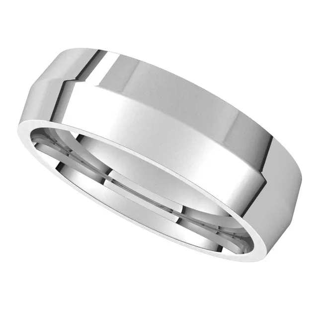 Rings TreasureFineJewelers 18K White Gold 6 mm Knife Edge Comfort Fit Wedding Band