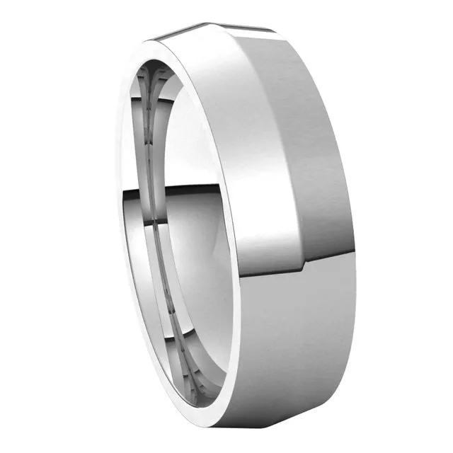Rings TreasureFineJewelers 18K White Gold 6 mm Knife Edge Comfort Fit Wedding Band