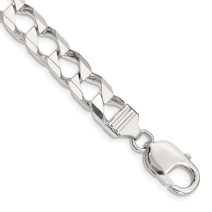Rings TreasureFineJewelers Sterling Silver 86mm Flat Open Curb Chain