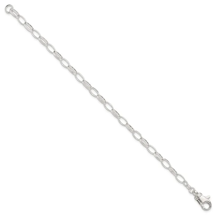 Rings TreasureFineJewelers Sterling Silver 9inch Solid Polished Fancy Link Anklet