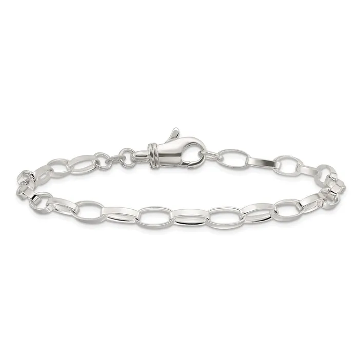 Rings TreasureFineJewelers Sterling Silver 9inch Solid Polished Fancy Link Anklet