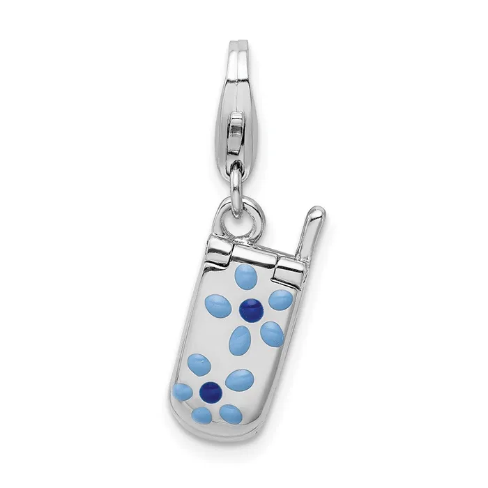 Rings TreasureFineJewelers Sterling Silver Amore La Vita Rhodpl Enameled Movable Cell Phone Charm Rings TreasureFineJewelers Sterling Silver Amore La Vita Rhodpl Enameled Movable Cell Phone Charm