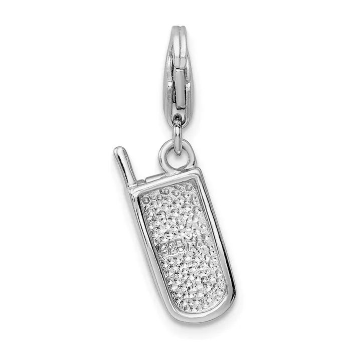 Rings TreasureFineJewelers Sterling Silver Amore La Vita Rhodpl Enameled Movable Cell Phone Charm