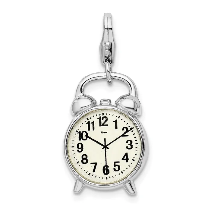 Rings TreasureFineJewelers Sterling Silver Amore La Vita Rhodiumpl Polished 3D Alarm Clock Charm Rings TreasureFineJewelers Sterling Silver Amore La Vita Rhodiumpl Polished 3D Alarm Clock Charm