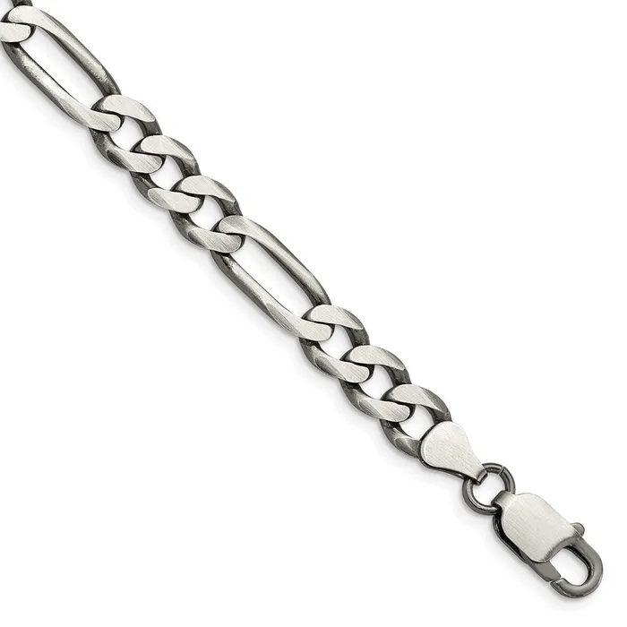 Rings TreasureFineJewelers Sterling Silver Antiqued 75mm Figaro Chain