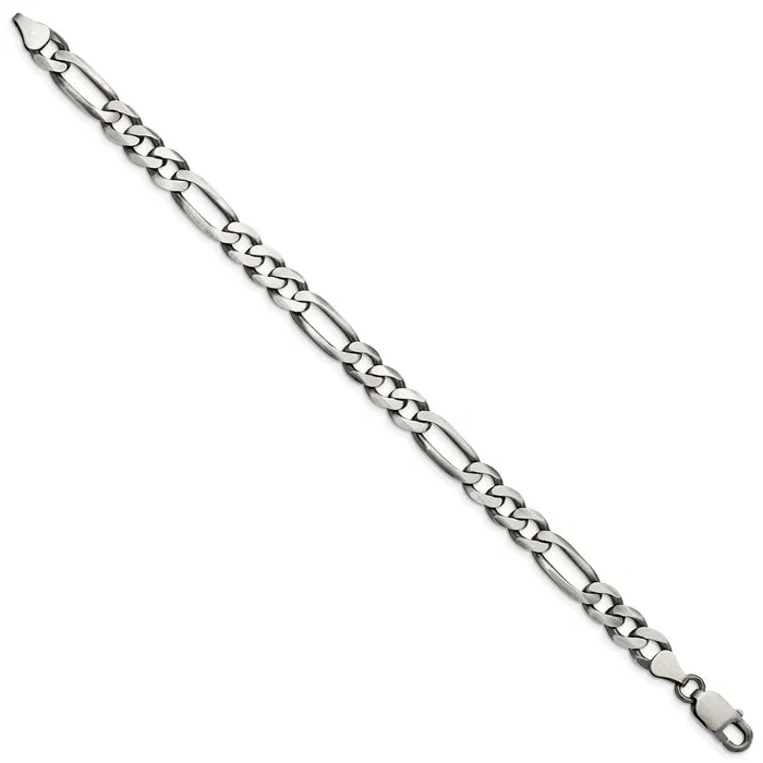 Rings TreasureFineJewelers Sterling Silver Antiqued 75mm Figaro Chain