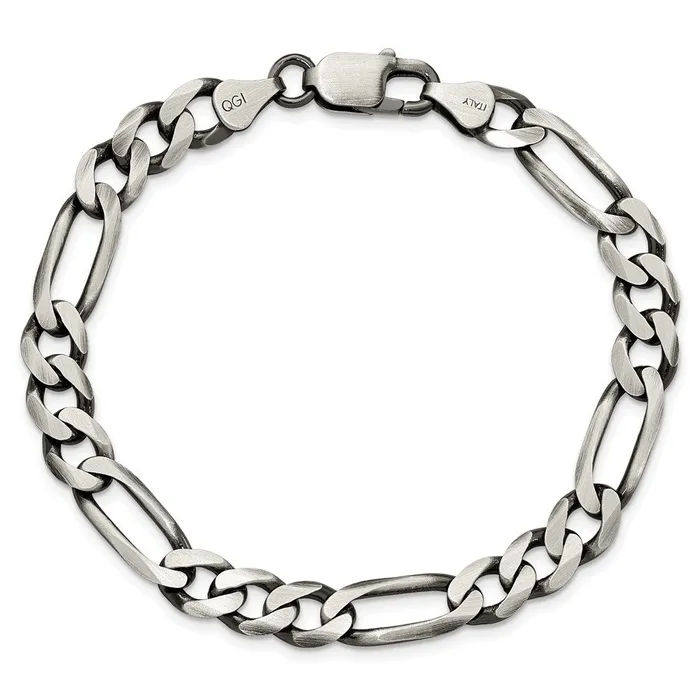 Rings TreasureFineJewelers Sterling Silver Antiqued 75mm Figaro Chain