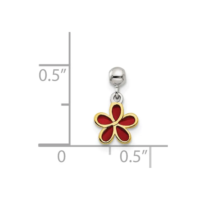 Rings TreasureFineJewelers Sterling Silver Mio Memento Gold Tone Red Enamel Flower Charm
