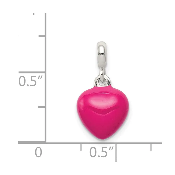Rings TreasureFineJewelers Sterling Silver Pink Enamel Heart Enhancer