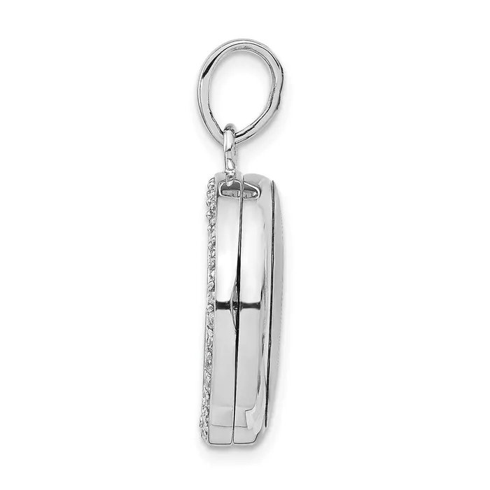 Rings TreasureFineJewelers Sterling Silver Polished CZ 23mm Circle Locket