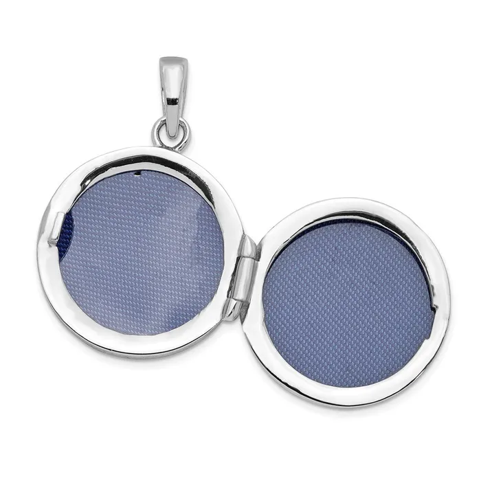 Rings TreasureFineJewelers Sterling Silver Polished CZ 23mm Circle Locket