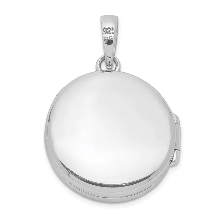 Rings TreasureFineJewelers Sterling Silver Polished CZ 23mm Circle Locket