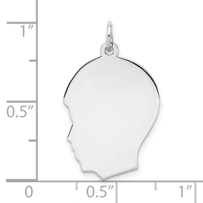 Rings TreasureFineJewelers Sterling Silver Rhodplate Eng Boy Disc Charm Polish on FrontBack