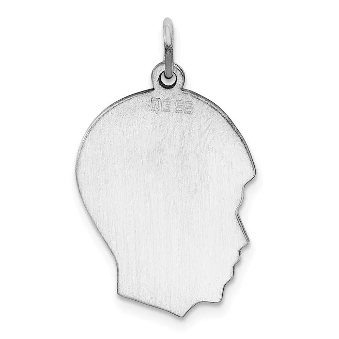 Rings TreasureFineJewelers Sterling Silver Rhodplate Eng Boy Disc Charm Polish on FrontBack