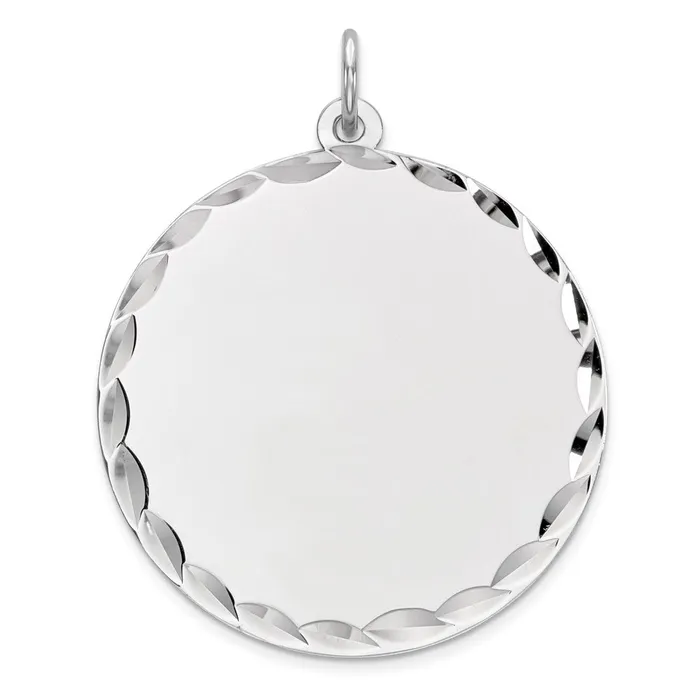 Rings TreasureFineJewelers Sterling Silver Rhodplated ENG Round Polish FrontSatin Back Disc Charm Rings TreasureFineJewelers Sterling Silver Rhodplated ENG Round Polish FrontSatin Back Disc Charm