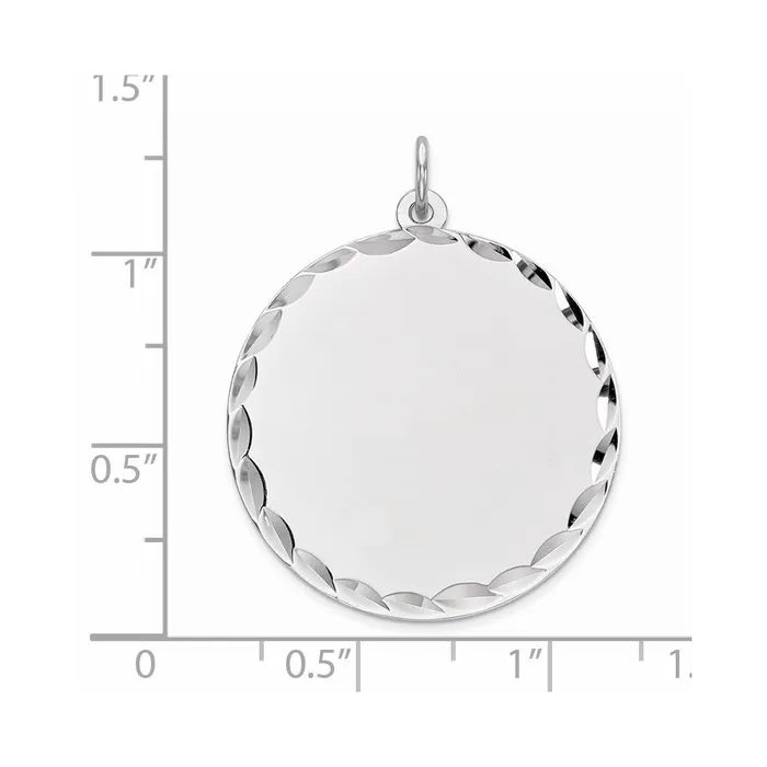 Rings TreasureFineJewelers Sterling Silver Rhodplated ENG Round Polish FrontSatin Back Disc Charm