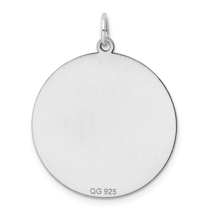 Rings TreasureFineJewelers Sterling Silver Rhodplated ENG Round Polish FrontSatin Back Disc Charm