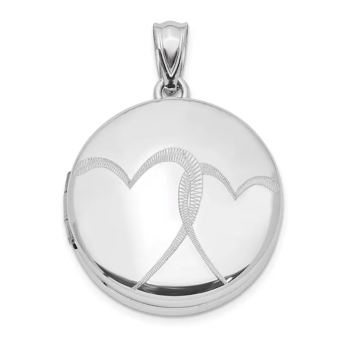 Rings TreasureFineJewelers Sterling Silver Rhodiumplated 20mm Polished Hearts Round Locket Rings TreasureFineJewelers Sterling Silver Rhodiumplated 20mm Polished Hearts Round Locket