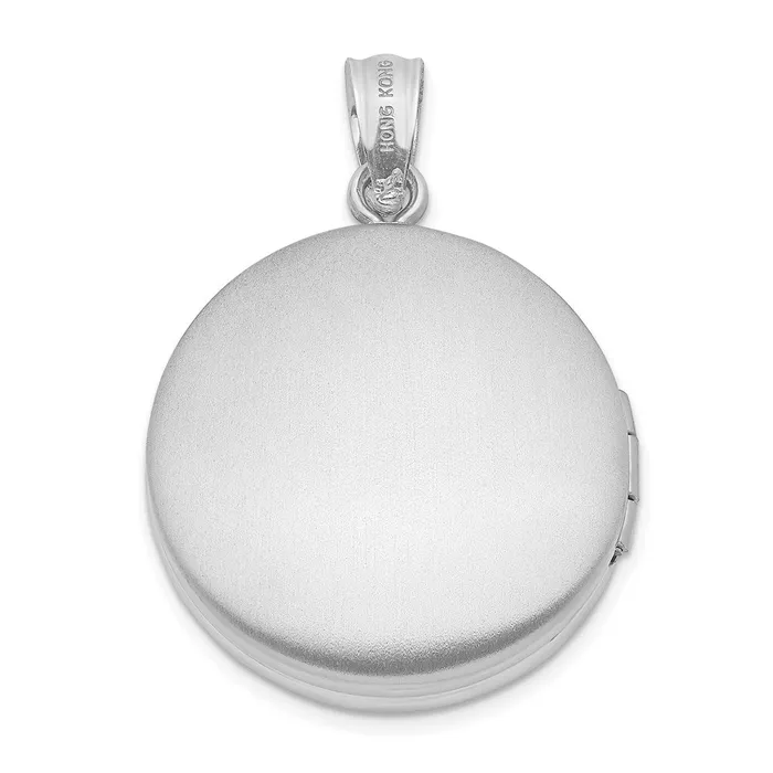 Rings TreasureFineJewelers Sterling Silver Rhodiumplated 20mm Polished Hearts Round Locket