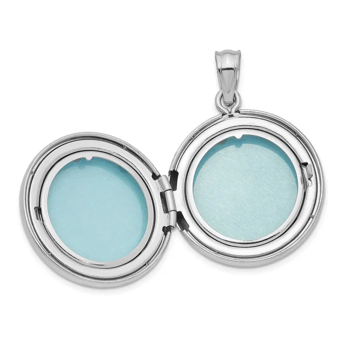 Rings TreasureFineJewelers Sterling Silver Rhodiumplated 20mm Polished Hearts Round Locket